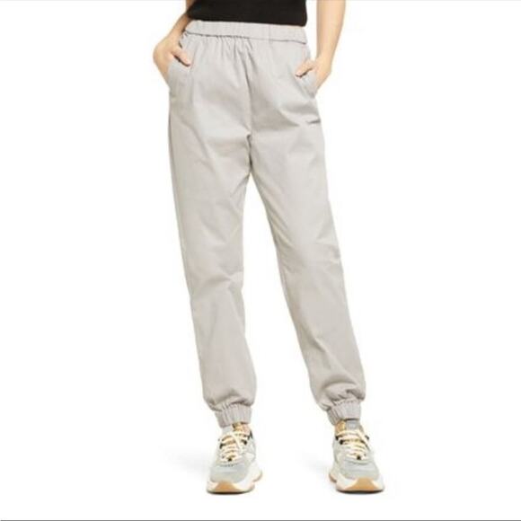 VERO MODA Ash Gray Elastic Waist Track Jogger Cotton Pants Women’s Size Large - Picture 1 of 12
